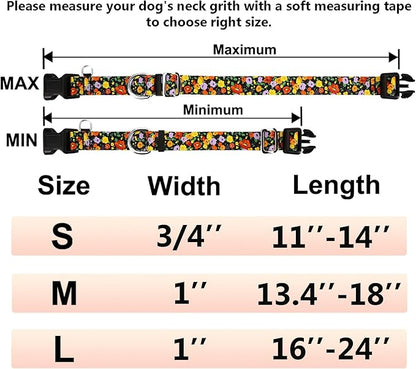 Martingale Collar with Buckle Adjustable Nylon Training No Pull Dog Collars for Large Dogs (Orange Floral, Large)