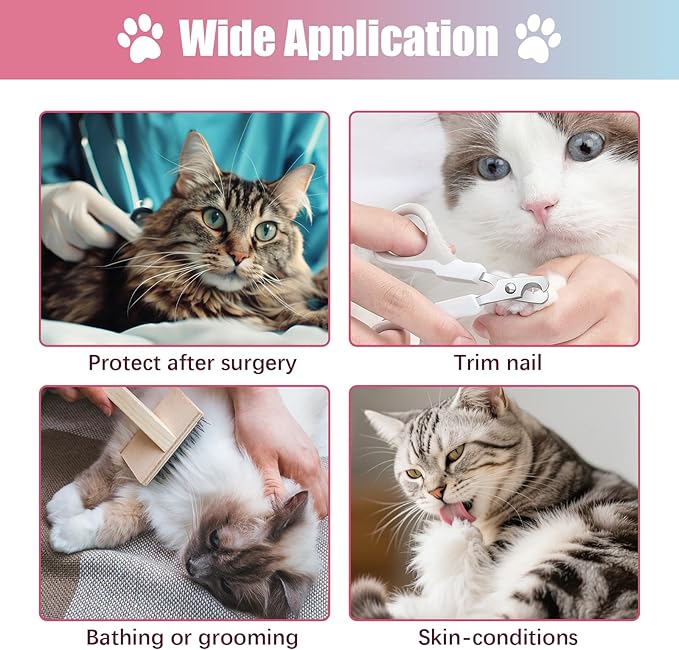 Cat Cone Collar Soft, Comfortable E Collar for Cats After Surgery, Recovery Elizabethan Collar for Cats Kitten to Stop Licking, Pink S