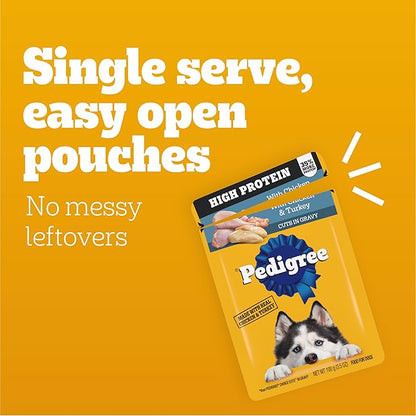 Pedigree High Protein Dog Food, Adult Wet Dog Food Pouches, Variety Pack, 3.5 oz. Pouches, 18 Count