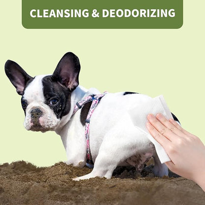 IMMHABI 400 Unscented Pet Wipes for Paws and Butt Plant Based Hypoallergenic Pets Cleansing & Deodorizing Anal Gland Hygienic Puppy Wipes for Dogs