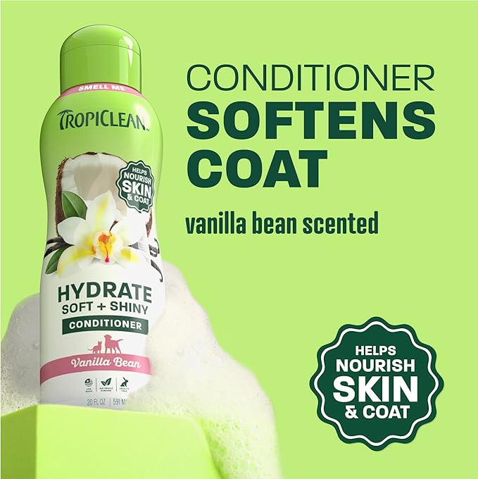 TropiClean Dog Conditioner, Professional Detangling & Moisturizing Conditioner, Puppy Safe, Made in the USA, Kiwi & Cocoa Butter Scent, 2.5 Gallon