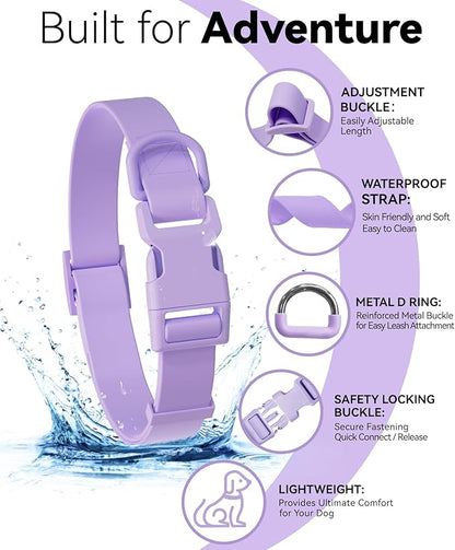 Waterproof Dog Collar, Rubber Adjustable Collars with Quick Release Buckle, Odor-Resistant, Easy to Clean Pet Collars for Small Medium or Large Dogs (Purple, S 9.5-14.1 inch)