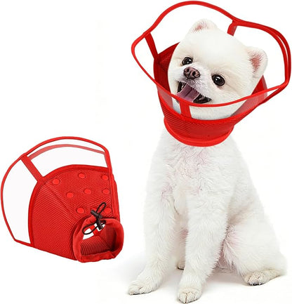Kuoser Small Dog Cone Collar After Surgery, Soft Cone for Dogs to Stop Licking, Breathable Pet Recovery Collar Comfortable Elizabethan Collars, Adjustable Protective Dog Cones for Small Dogs, Red S
