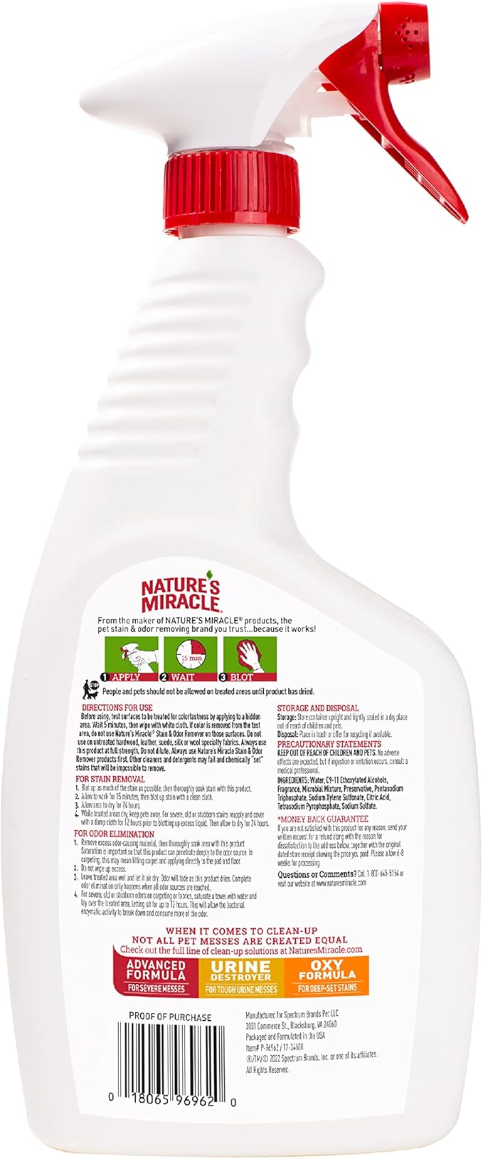 Nature's Miracle Dog Stain and Odor Remover,Everyday Mess Enzymatic Formula,24 fl oz,(Pack of 2)