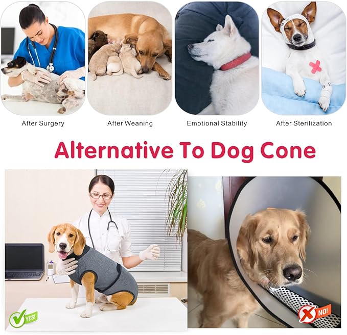 Idepet Dog Recovery Suit for Dogs After Surgery,Onesie Dogs Surgery Suit Female Male Soft Breathable Pet Bodysuit E-Collar & Cone Alternative Surgical Spay Suit Abdominal Anti Licking Wounds (XS)