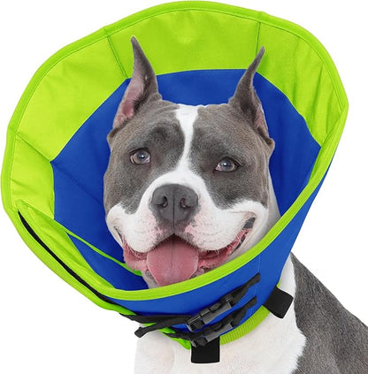 SUNFURA Dog Cones for Medium Dogs, Soft Cone for Dogs to Stop Licking, Comfy Dog Cone with Elastic Collar Loop, Recovery E-Collar Alternative for Wound Healing After Surgery, Blue M