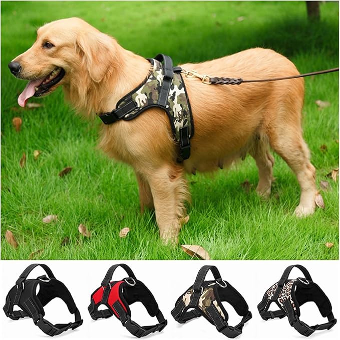 Oxford Cloth Dog Harness Leash Set for Large Medium Small Dogs Adjustable Reflective Harness for Dog(1,-XL)