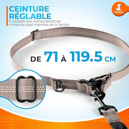 SparklyPets - Hands Free Dog Leash with Reflective Stitches - Waist Leash for Medium & Large Dogs Walking, Hiking, Training, Jogging, Canicross, Running