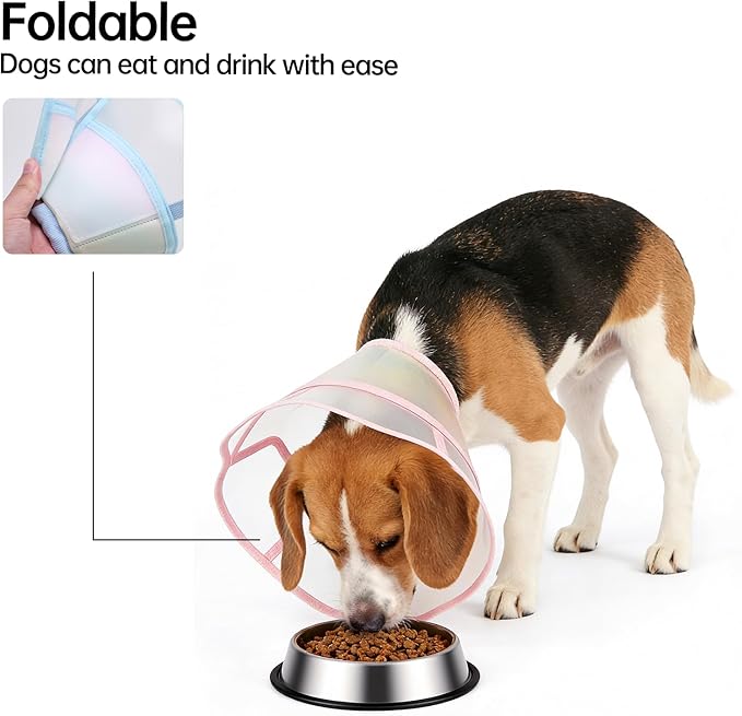 Touchdog Soft Dog Cone Collar,Waterproof & Foldable Elizabethan Collar for Dogs After Surgery, No Lick Recovery E-Collar, Comfortable Protective Cone Alternative for Small Medium Large Dogs (Pink, S)