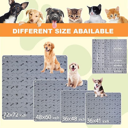 Washable Dog Pee Pad, Gray, Waterproof Bed Pads, Puppy Training, Reusable Pet Training Mat