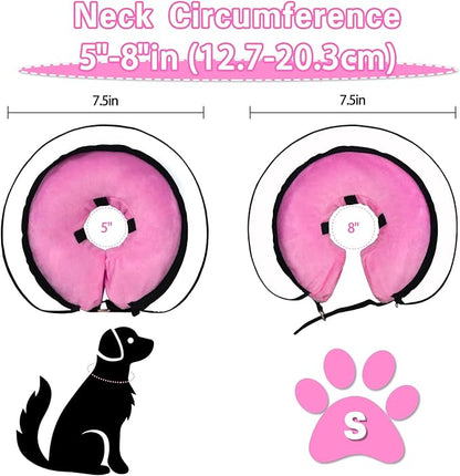 MRSOHRET Dog Cone, Dog Surgery Collar, Inflatable Cones for Small Medium Large Dogs, Pink Recovery Collar, Does not Impede Vision (S Pink)