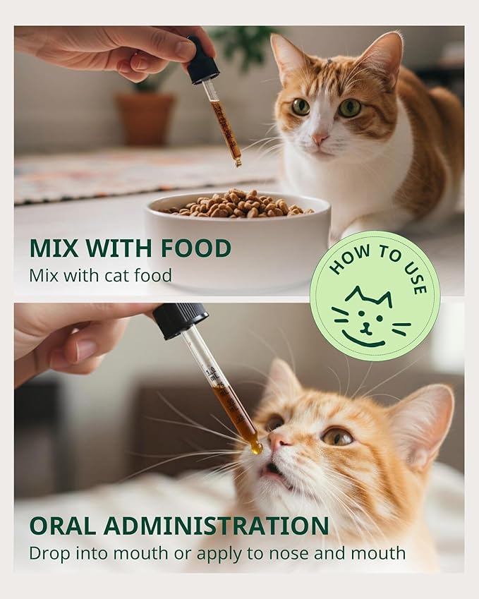 Feline Urinary Tract Health, Cat UTI Remedy, Cranberry & Natural Herbal Cat Supplement for Urinary and Kidney Health, Promotes Immunity, Chicken Flavor, 60ml/2fl.oz