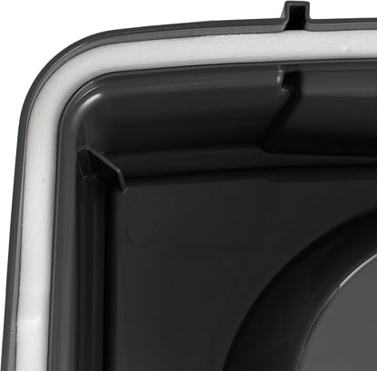 IRIS USA Elevated Dog Bowls, 15" H Raised Bowl for Large Dogs, Airtight Pet Food Storage Holds Up to 47 Lbs, 2 Removable 64 oz Stainless Steel Bowls, at Home or Camping, Dark Gray