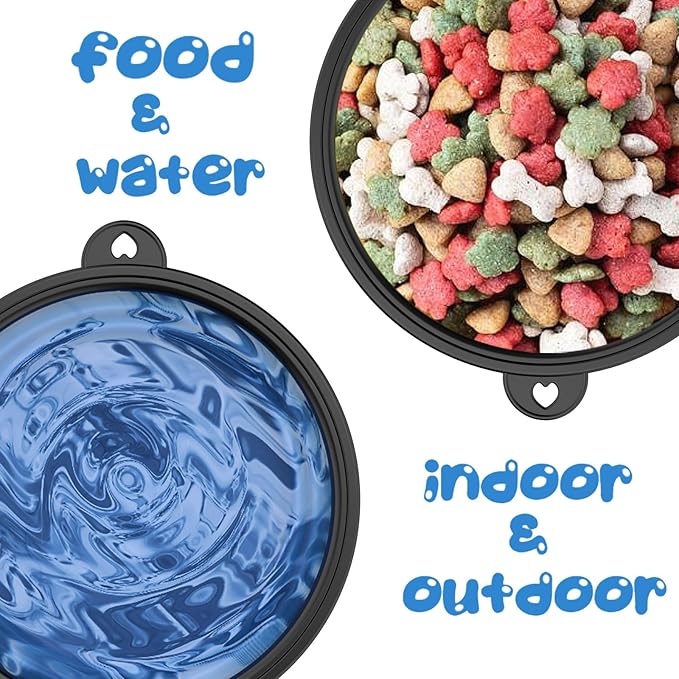 2 Pack [Slow Feeder Design + Regular], Collapsible Dog Bowl Travel Portable Pet Bowls, [34oz,1000ml] Foldable Food Water Feeding Dishes for Traveling Hiking Walking with Carabiners [Blue,Red]