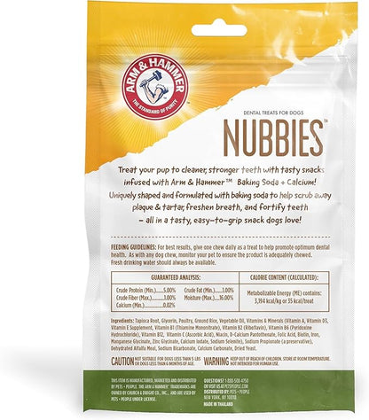 Arm & Hammer for Pets Nubbies Dental Treats - Baking Soda & Calcium Dog Dental Chews, Nubbed Texture Helps Scrub Plaque & Tartar While Chewing, Chicken Flavor, 20 Count, 7 Ounce