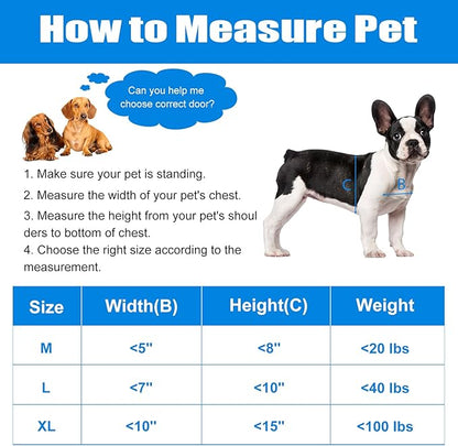 Pet Door, Durable Plastic Dog Door, 8.5”x 11.5” Inner Frame for Medium Dog and Pets, Easy DIY Installation, Suitable for Interior and Exterior Doors, Screen and Wall, White Doggie Door