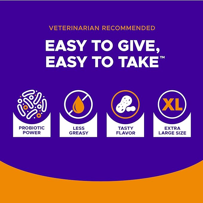 VetriScience Extra Large Pinchers Pill Hiders Chews, Non-Greasy with Probiotics for Dogs, Disguise Capsules and Tablets, Soft and Chewy, Gut and Immune Health, Peanut Butter, 45 Count