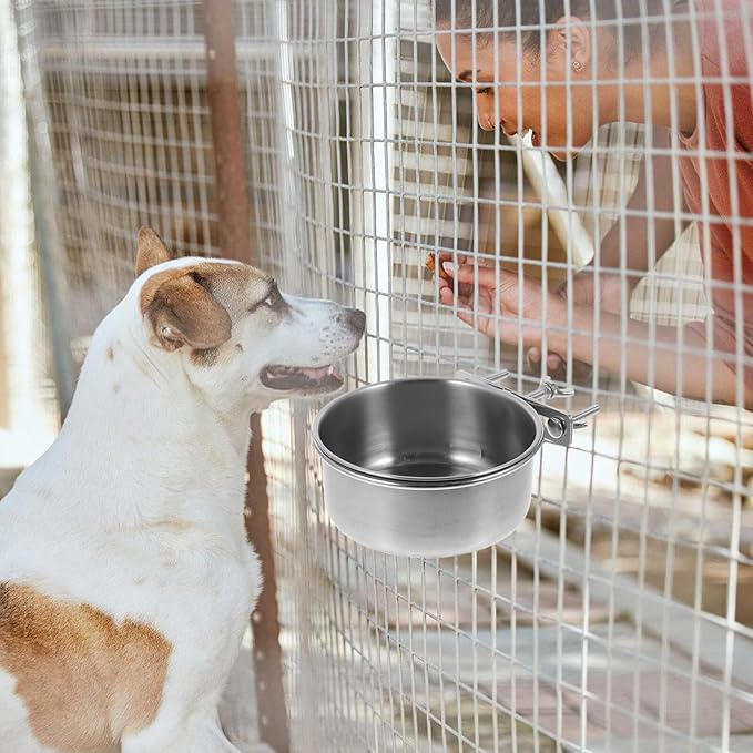 FRCOLOR 2pcs Stainless Steel Dog Bowls Large Capacity Anti-tip Food and Water Containers 10x4.5cm 12x5cm for Home Use Pet Feeding Supplies
