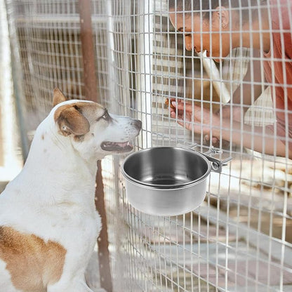 FRCOLOR 2pcs Stainless Steel Dog Bowls Large Capacity Anti-tip Food and Water Containers 10x4.5cm 12x5cm for Home Use Pet Feeding Supplies