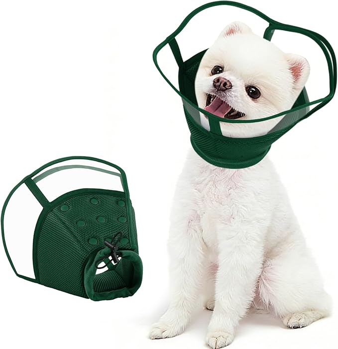 Kuoser Small Dog Cone Collar After Surgery, Soft Cone for Dogs to Stop Licking, Breathable Pet Recovery Collar Comfortable Elizabethan Collars, Adjustable Protective Dog Cones for Small Dogs, Green S