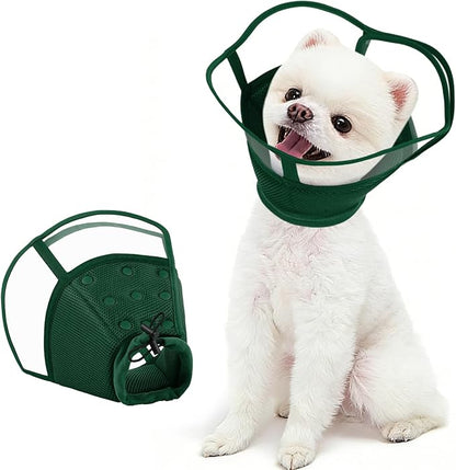 Kuoser Small Dog Cone Collar After Surgery, Soft Cone for Dogs to Stop Licking, Breathable Pet Recovery Collar Comfortable Elizabethan Collars, Adjustable Protective Dog Cones for Small Dogs, Green S