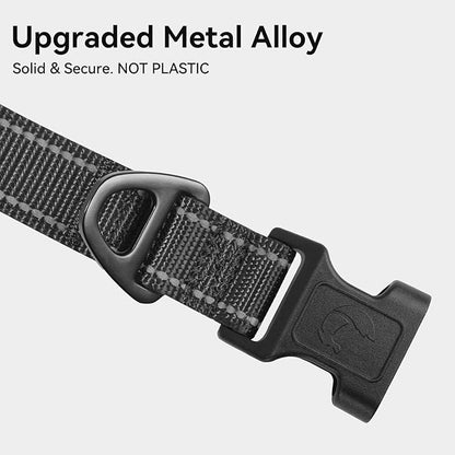 Joytale Reflective Dog Collar, Soft Neoprene Padded, Metal D-Ring, Nylon Pet Collar Adjustable for Small Dogs, Black, S