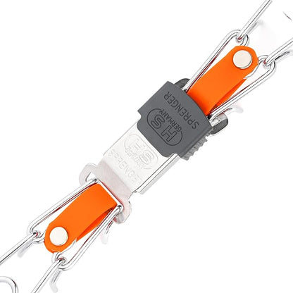 Herm Sprenger Chrome Plated Steel Dog Collar with Quick Release ClicLock Buckle O-Ring Biothane Insert Training Collar Made in Germany (Hunter Orange, 22in x 3.0mm(Neck Size up to 18-19in))
