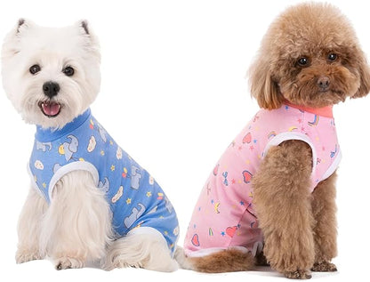 2 Packs Pet Dog Recovery Onesie Suit for Dogs Cats After Surgery,Dog Abdominal Wounds Bandages Cone E-Collar Alternative. (Blue, M)