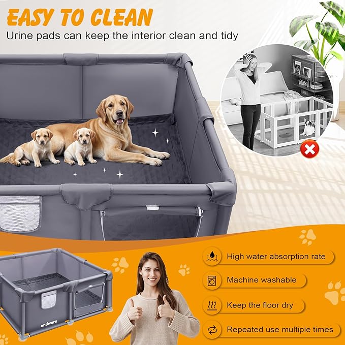 Whelping Box for Dogs and Puppies, 48×48×18 in Whelping Supplies with Waterproof Whelping Pad for Medium Small Dogs