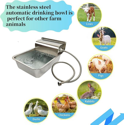 Automatic Water Dispenser for Dogs Large, Outdoor Dog Water Dispenser, 304 Stainless Steel Auto Filling Dog Water Bowl, Suitable for Horses, Chickens, Dogs, Livestock, Easy to Clean