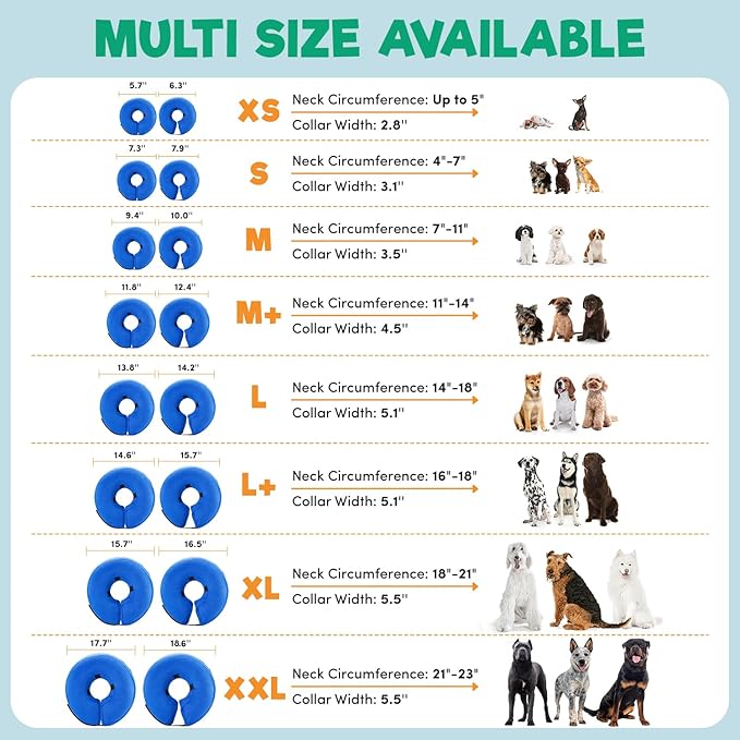 BENCMATE Inflatable Dog Cone Collar Alternative, Soft Dog Cone for Small Medium Large Dogs and Cats, Neck Recovery ECollar Donut Collar After Surgery (XXLarge, Grey)