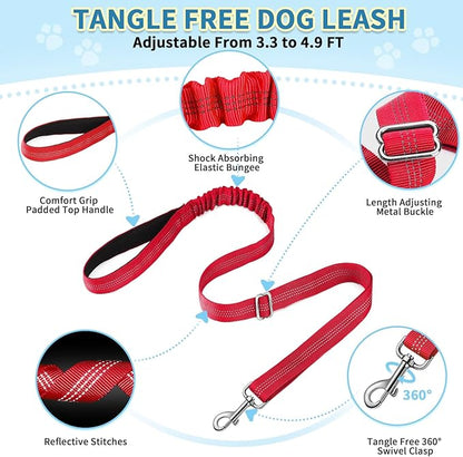 SlowTon No Pull Small Dog Harness and Leash Set, Puppy Soft Vest Harness Neck & Chest Adjustable, Reflective Lightweight Harness & Anti-Twist Pet Lead Combo for Small Medium Dogs (R-Front Clip,XS)