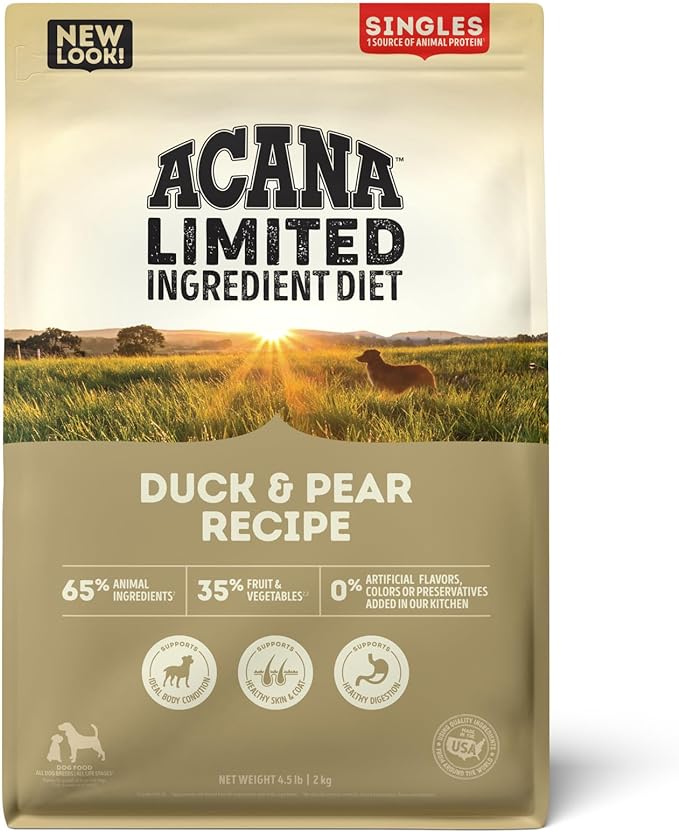 ACANA Singles Limited Ingredient Grain Free High Protein Dry Dog Food Duck & Pear Recipe 4.5lb Bag