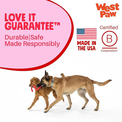 WEST PAW Zogoflex Bumi Dog Tug Toy – S-Shaped, Lightweight Chew Toys for Fetch, Play, Pet Exercise – Tug of War Soft Flinging Squishy Chewy Toy for Dogs – Guaranteed, Latex-Free, Large 9.5", Ruby