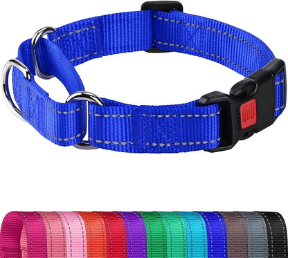 Joytale Martingale Collar for Dogs, Reflective Heavy Duty for Safety, Quick Release Buckle, Adjustable Nylon Collars for Small Dogs Walking Training, Navy Blue,S