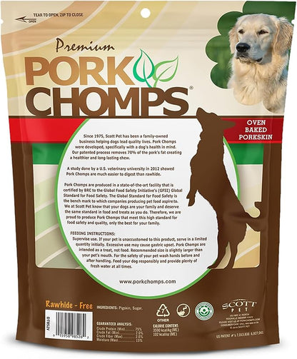 Pork Chomps Baked Pork Skin Dog Chews, 8-inch Rolls, 18 Count (Pack of 1)