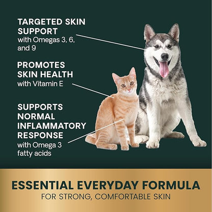 VetriScience Omega Healthy Skin Capsules, 3.6.9 Fish Oil Supplement for Dogs & Cats, Skin Health, Coat Growth, Reduce Shedding, Over 750 mg Omega Fatty Acids per Capsule, Gel Caps,90 Count(Pack of 2)