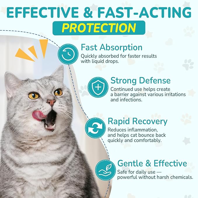 Woyamay Antibiotics for Cats, Natural Antibiotic for Allergy Relief, Urinary Tract Health, Itch Relief & Digestion Care, Cat Allergy Relief for Cats, Cat Immune Support Supplement, 4 Fl Oz