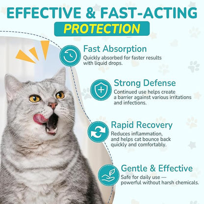 Woyamay Antibiotics for Cats, Natural Antibiotic for Allergy Relief, Urinary Tract Health, Itch Relief & Digestion Care, Cat Allergy Relief for Cats, Cat Immune Support Supplement, 4 Fl Oz