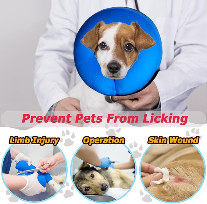 Dog Cone Collar for Small Medium Large Dogs After Surgery, Inflatable Doggie Neck Donut Collar Recovery ECollar, Soft Adjustable Dog Cones Alternative, Protective Pet Cones for Dogs
