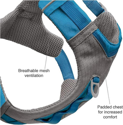 Kurgo Journey Air Dog Harness - Secure Fit for Active Dogs - Padded Chest - Lightweight Ripstop Fabric - Breathable Mesh - Reflective Trim - Back Assist Handle - Coral - X-Large