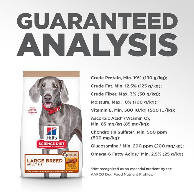 Hill's Science Diet Adult 1-5 Large Breed No Corn, Wheat or Soy Dry Dog Food, Chicken, 30 lb. Bag