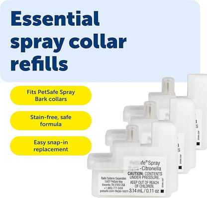 PetSafe Spray Refill - Citronella - No-Mess Replacement Cartridges Spray Dog Bark Collar Remote Training Collar - Refill Cartridge Only - 3-Pack - PAC00-16371