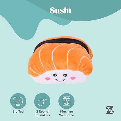 ZippyPaws NomNomz - Dog Squeaky Toys to Keep Them Busy, Funny Food Plush for Small & Medium Dogs, Cute Stuffed Puppy Toy, Pet Products, Gift for Dogs of All Breeds, Soft and Cuddly - Sushi