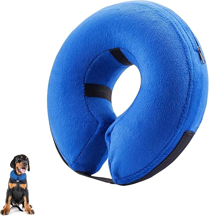 Inflatable Dog Cone for Medium Dog Designed for Comfortable Post-Surgical Recovery Ultra-Soft Comfort Unblocked View No Disruption to Dog's Daily Life