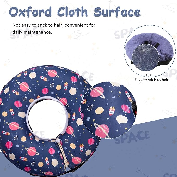 Inflatable Dog Cone Collar,Waterproof Soft Dog Donut Cone for Large Medium Small Dogs Cats, Recovery Pet E-Collar Alternatives After Surgery (Planet, Medium)