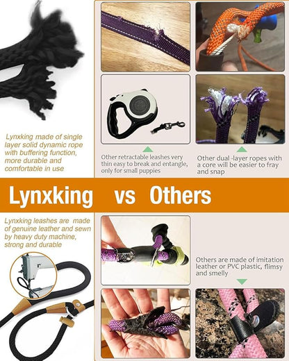 lynxking 8 FT Dog Leash Slip Lead 2 Pack Strong Heavy Duty Braided Dog Training Leash No Pull Training Lead Leashes for Medium Large and Small Dogs