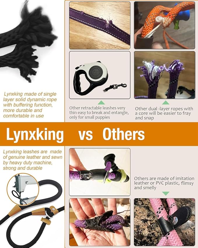 lynxking Dog Leash Slip Lead 5 6 8 FT Dog Training Leash Strong Heavy Duty Braided No Pull Training Lead Leashes for Small Medium Large Dogs