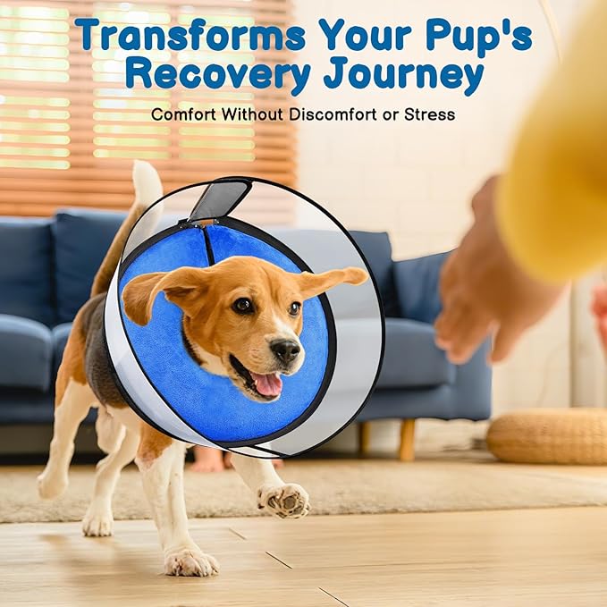 BARKLESS Dog Donut Collar, 2-in-1 Inflatable Dog Collars for After Surgery to Stop Licking Wounds, Patented Protective Donut Cone with High Shield for Large Pets (Blue, XXL)