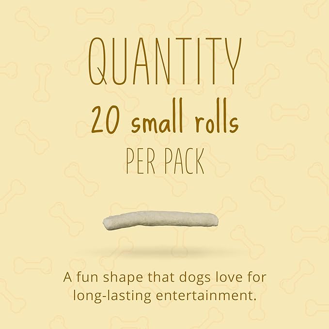 Better Belly Originals Natural Chicken Liver Flavor Small Rolls 20 Count, Highly Digestible Rawhide
